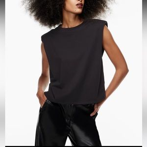 Aritzia Babaton black shoulder pad tank size L never worn with tags